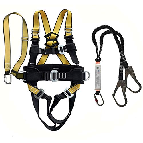DFYOZX Arnés de Seguridad, Kit anticaídas, arnés de Cuerpo Entero, con Espalda D, Cuerda de Seguridad de protección contra caídas para Trabajar en techos escalando/a