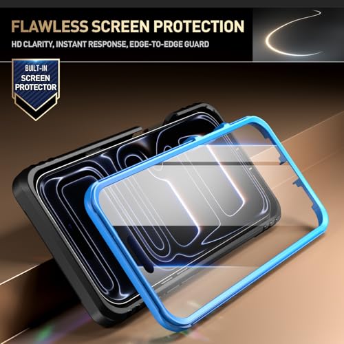 Image of Poetic for iPhone 17 Pro Case with Camera Control Capture Button, [Built-in Stand] [Built-in Screen Protector] Full-Body Military Grade Rugged Phone Case for iPhone 17 Pro, Light Blue