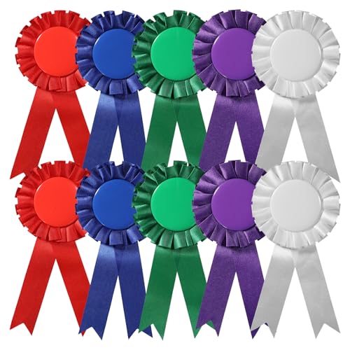 10PCS Award Ribbon Rosette Set Grand Prize Ribbon Winner Victory Ribbons Satin Participation Ribbons Medals Deluxe Recognition-Ribbon Honorable Mention Award-Ribbon for Classroom Winner Certificate