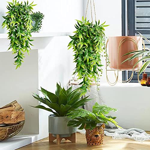 Clong Artificial Hanging Plants 2Pcs Fake Hanging Plant Faux Fake Ivy Vine Outdoor Uv Resistant Plastic Plants (Ivy Plants) #TOP1