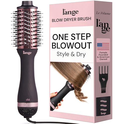 L'ANGE HAIR Le Volume 2-in-1 Titanium Blow Dryer Brush | Frizz Control Blowout Hair Dryer Brush For Drying And Straightening | Volumizing Hot Air Styler For All Hairstyles | Oval Barrel | Black - 60mm