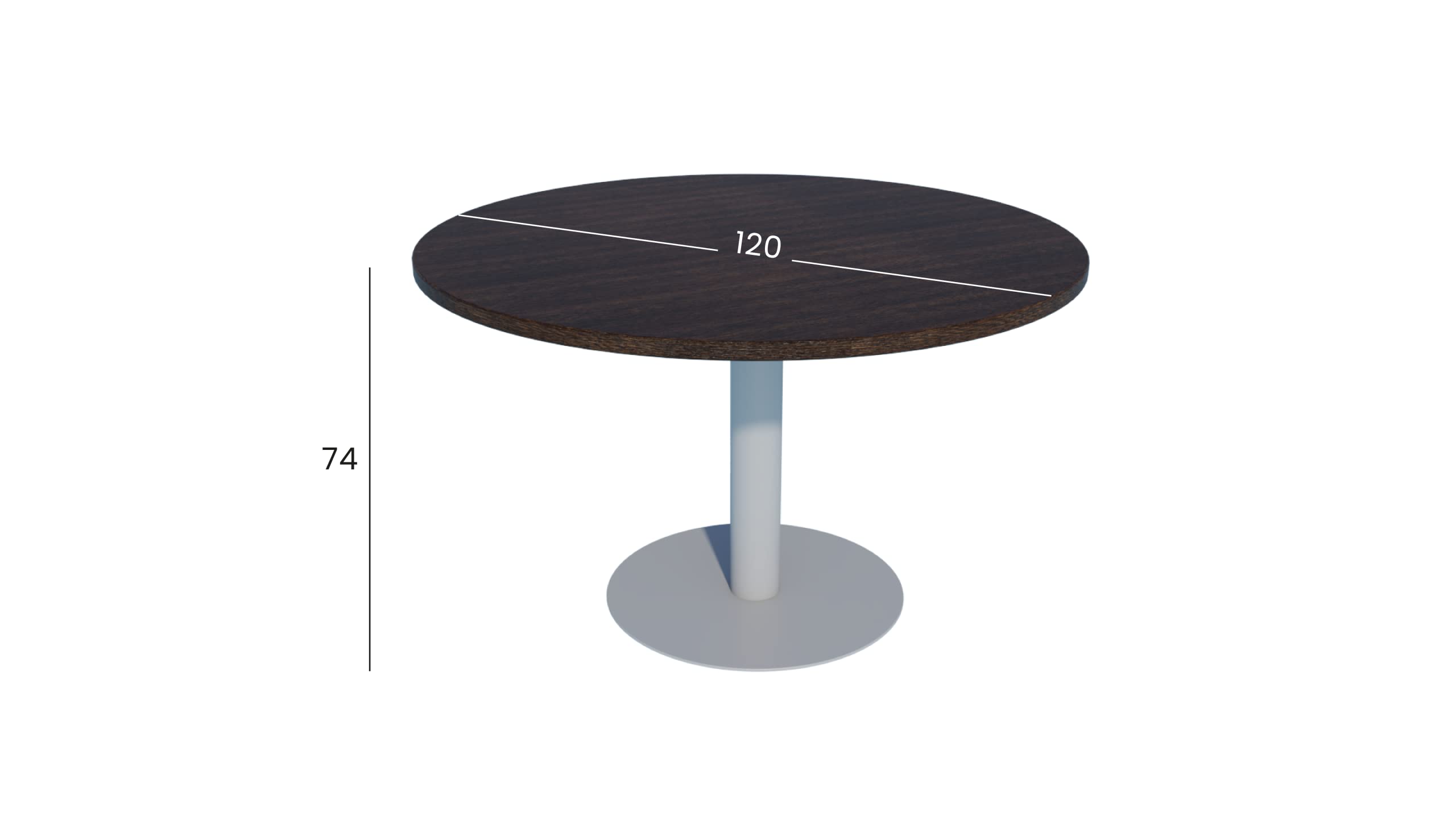 Mesa de Reuniones, Redonda, Wengué. 120Ø. con Base Cilíndrica.