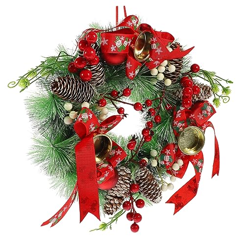 Alipis Christmas Candle Holder Wreath Decorative Candle Ring with Berries and Pine Needles for Festive Table Centerpiece Xmas Wreath Decor for Holiday Celebrations