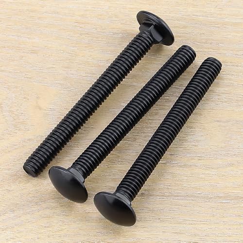 Image of 5 /16-18 x 3-1 /2 inch Black Steel Carriage Bolts, 304 Stainless Steel 18-8, Round Domed Head Square Neck Carriage Bolts Screws, Coarse Thread UNC, 10 PCS