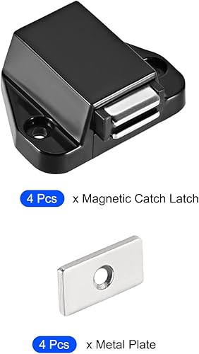 Miniatura 5 de METALLIXITY Pestillo magnético táctil (1.38 x 2.72 pulgadas), 4 pestillos táctiles de plástico, para cajón de puerta de gabinete, decoración del