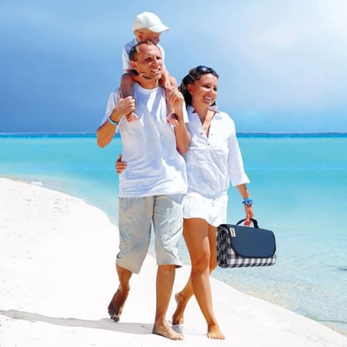 Miniatura 6 de K Y KANGYUN Manta de picnic al aire libre, manta de playa extragrande, manta de arena plegable, ligera e impermeable, manta de picnic de 80 x 60