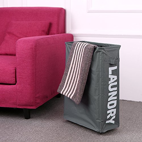 Henniu saco de roupa suja Cesto de roupa suja de tecido Oxford fino dobrável de canto com cordão par