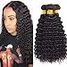 10A Brazilian Deep Wave Human Hair 3 Bundles Pineapple 100% Unprocessed Virgin Remy Hair Bundles by ELEEâ€™S HAIR Deep Curly Human Hair Weft for Black Women Natural Color 18 18 18 Inch