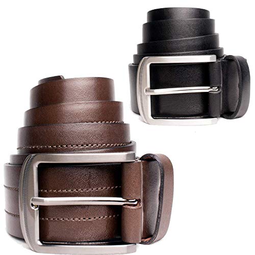 Kit 2 Cintos Masculinos Casual em Couro 40mm Preto Marrom New Basic (95, Preto, Marrom)