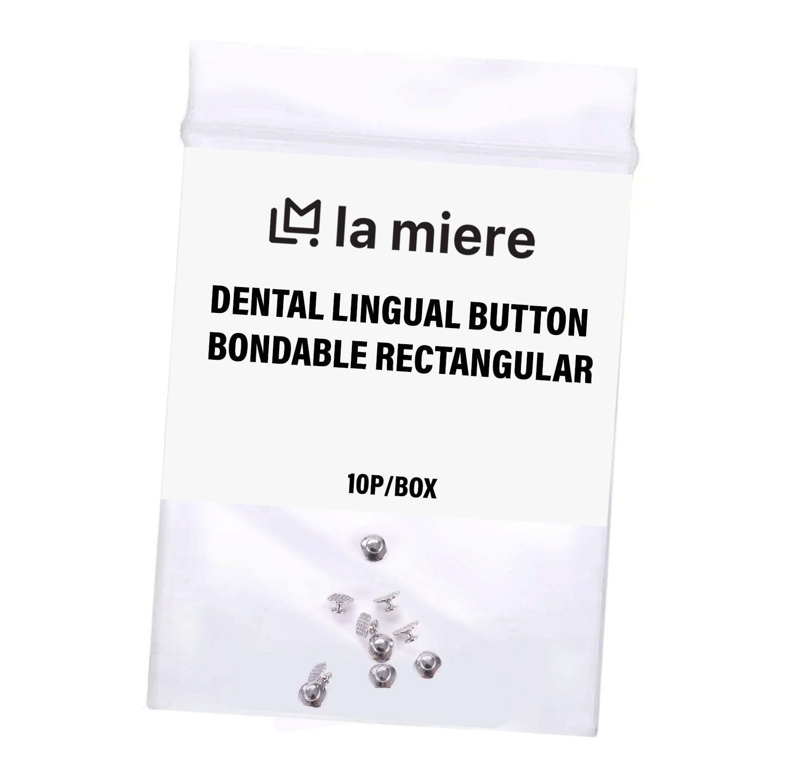 LA MIERE 10Pc Dental Orthodontic Lingual Button Bondable Stainless Steel Round Base (Bondable Buttons Rectangular)