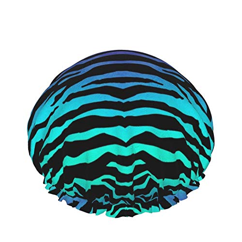 Zebra Print Shower Cap Women Double Layer Waterproof Bath Cap Eva Lining Design For All Hair Lengths