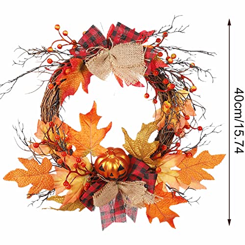 Couronne d'automne artificielle citrouille durable sans perte de feuilles - 4