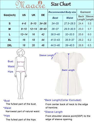 Maternity Tops V-Neck Blouses Flutter Short Sleeves Tunic Tops White L #TOP5