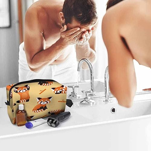 Miniatura 5 de Bolsa de maquillaje Bolsa de cosméticos de viaje, bolsa de maquillaje portátil versátil con cremallera para mujeres, Rojo (Red Panda)