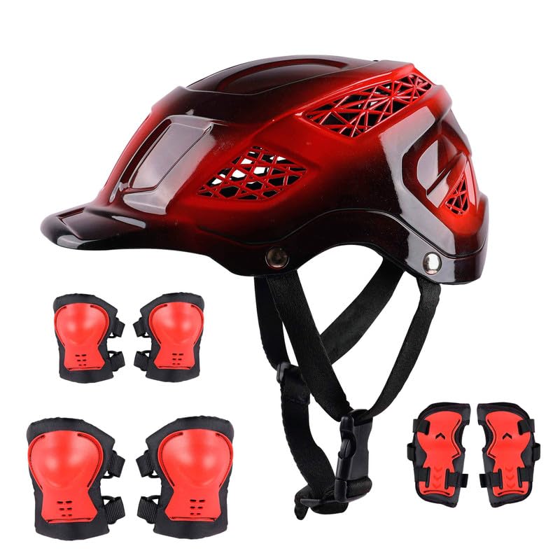 Steelbird Premium Helmet & Protective Gear Set for Kids (3–12 Years) | Skating, Cycling & Scooter Safety Kit with Knee, Elbow & Wrist Guards for Boys & Girls (Black with Sports Red, M)-image-31