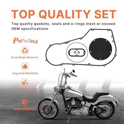 Image of 1994-2006 Softail & Dyna Primary Cover Gasket Kit Clutch Cover Oil Seal Set for Harley 1994-2005 Dyna & 1994-2006 Softail All Models, 4 PCS