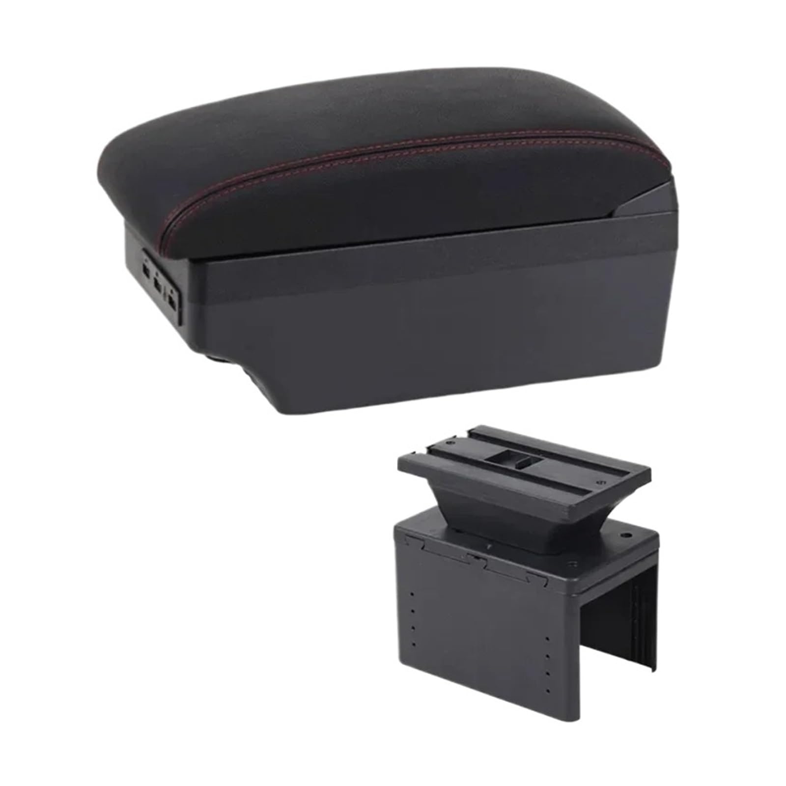 Ggwqoops Car Armrests For Citroen For C3 Armrest Center Storage Box Leather Arm Rest Console USB Led Armrest Box(E1 Red Line)