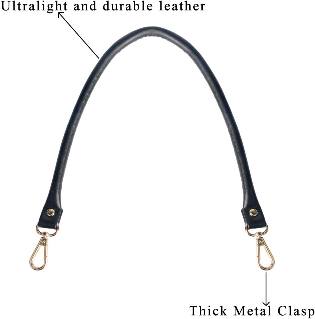 BEAULEGAN Purse Leather Handles Replacement 2 Pcs for Handbag, 23.6 Inch, Black Silver - Image 3