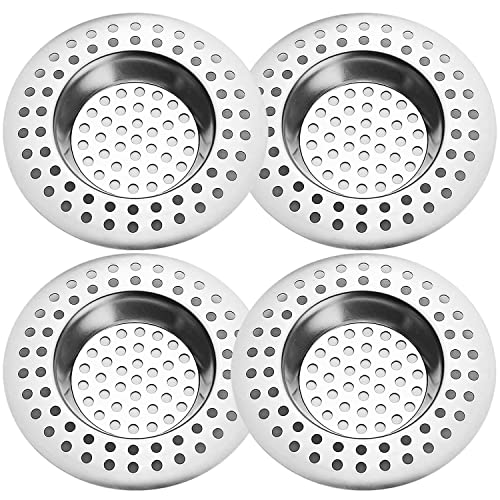 Tomario Filtro per lavello da cucina in acciaio inox, filtro standard per proteggere i capelli e gli alimenti, per bagno e cucina (diametro 7,5 cm, confezione}