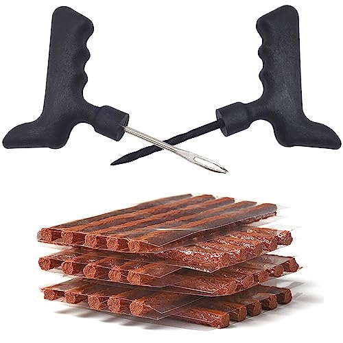 QISF Tubeless Tyre Puncture Repair Kit - 67 Pcs Flat Tyre Plug Tools Easily Repair Punctures,Car Tubeless Tyre Puncture Repair Set for Car, Van, Motorcycle, Trunk, Bike