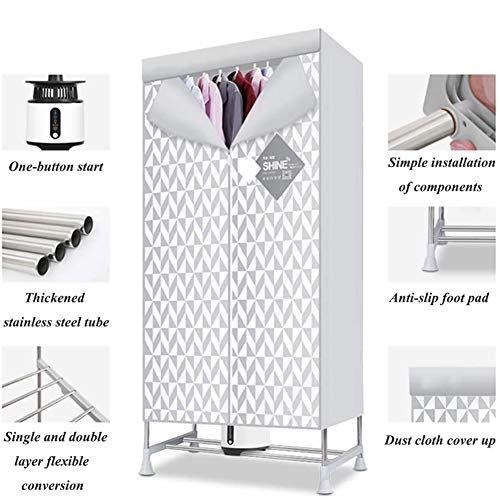 Asciugatrice Portatile - Asciugatrice A 2 Strati Alta capacità da 10 kg, Stendibiancheria Elettrico,Piccolo Armadio Asciugatura Rapida per Domestico Dormitorio Interno Appartamento,1200W,Beige - Image 8
