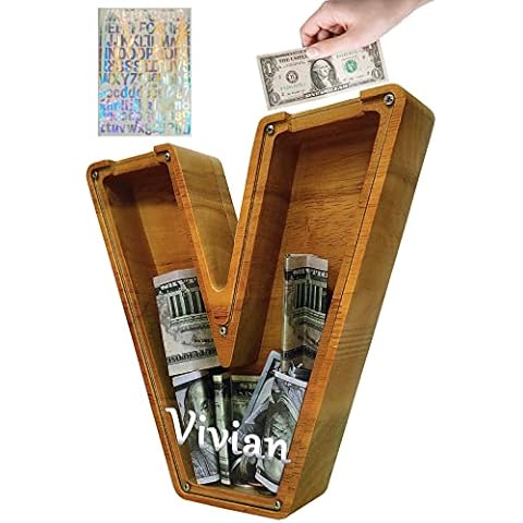 Sulevalt Personalized Piggy Bank for Boys Girls Large Piggy Bank 9.1 Inch with DIY Laser Stickers, Savings Piggy Bank for Kids Toddler Alcancias De Dinero para Adultos Decor Perfect Unique Gift (V) Cover