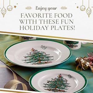 Spode Christmas Tree 10.5" Dinner Plate (Set of 4) - Festive Holiday Stoneware Plate with Christmas Tree & Green Borders, Microwave, Dishwasher, Freezer, Oven Safe - Collectible Holiday Tableware Spode Christmas Tree 105 Dinner Plate Set of 4 Festive Holiday Stoneware Plate with Christmas Tree Green Borders Microwave Dishwasher Freezer Oven Safe Collectible Holiday Tableware