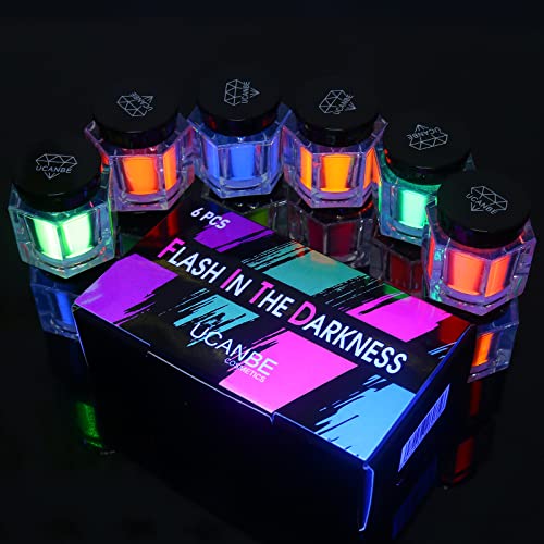 Ucanbe 6 Piece Neon Eyeshadow Uv Glow In The Dark Makeup Matte Rainbow Eye Shadow Face Body Makeup For Halloween Festival Makeup #TOP6