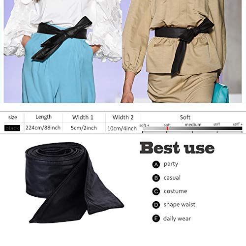 Woman Leatherette Wide Waistband Obi Belt Cityelf Faux Leather Wrap Around Lace Up Cinch Band Wide Self Tie Cummerbund