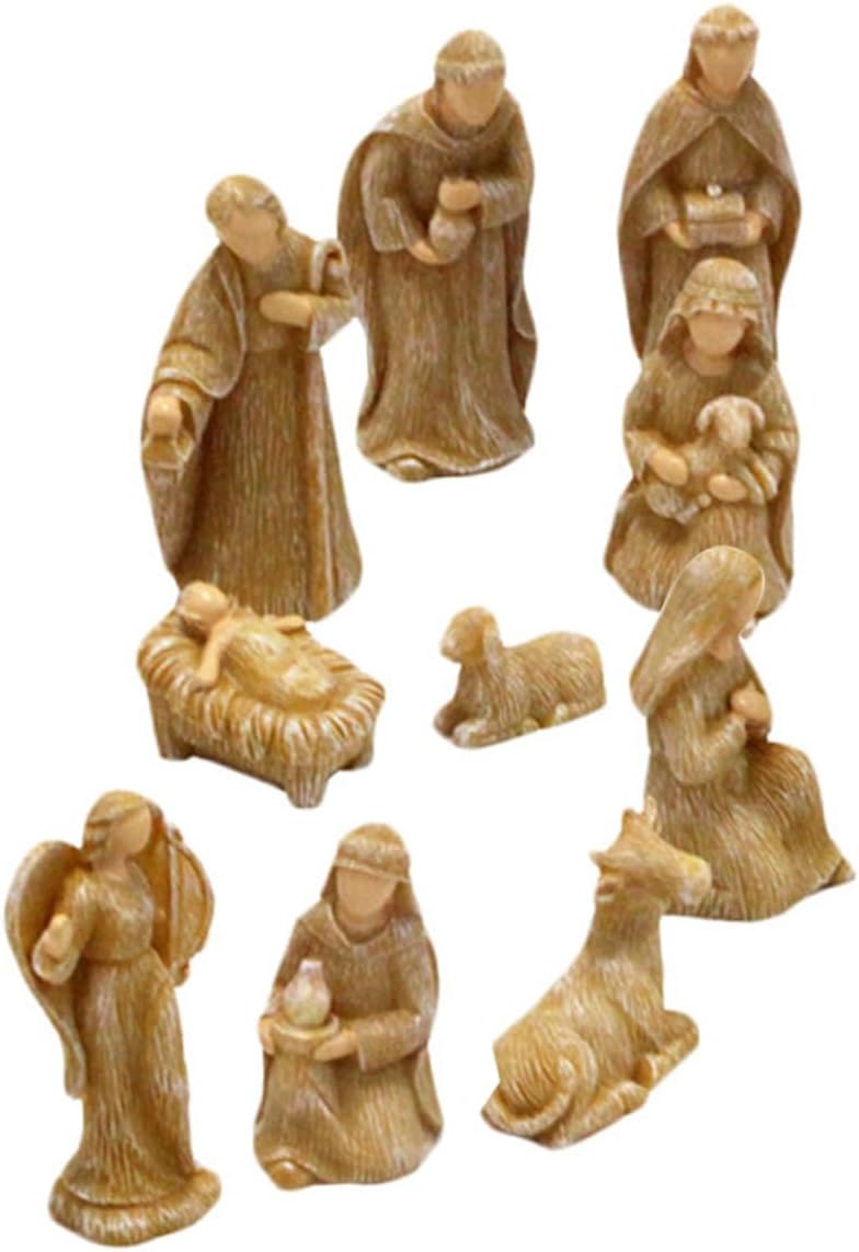 ARTIBETTER 10pcs Small Resin Jesus Nativity Figurines Christmas Ornaments Delicate Nativity Decorations Desktop Christmas Set for Home Holiday Décor