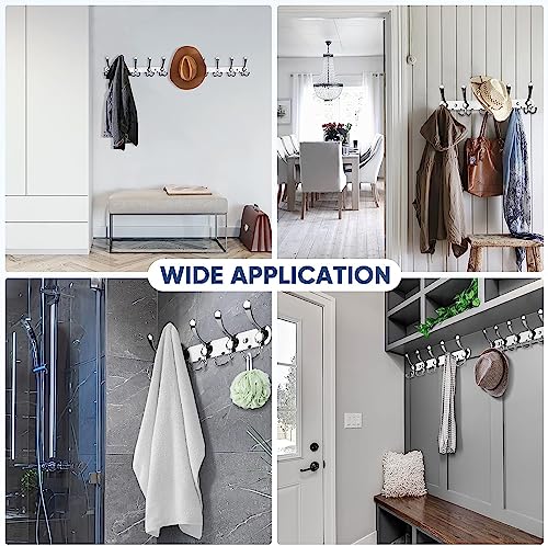 Image of Stainless Steel 5 Pin with Double Alloy Hook Cloth Hanger Wall Mounted Bathroom Cloth Hanger,Cloth Wall Hook,Door Hooks Rail for Hanging Keys, Clothes, Towel (Pack of 2, Silver)