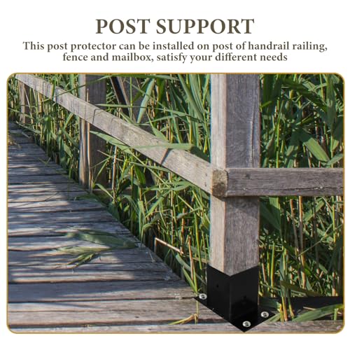Support de poteau en fer noir avec base carrée pour fixation solide - 5