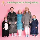 Kato Tirrinia Bluza/koc z kapturem, sherpa, oversize, miękka, ciepła, z kieszenią przednią, bardzo duża, pluszowy materiał, dla dorosłych, mężczyzn i kobiet, nastolatków, uczniów, różowa