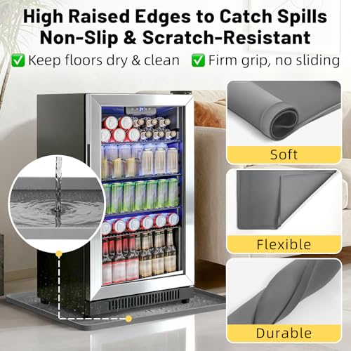Image of NAMTSO Mini Fridge Silicone Mat, 20 inchx20 inch Floor Protector Drip Tray, Grey