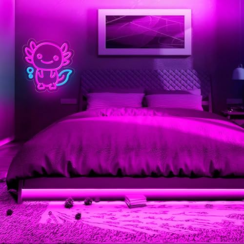 Image of Axolotl Neon Sign for Wall Decor,Dimmable Axolotl Neon Light,Pink Animal Light Up Signs for Bedroom Party Bar Background Christmas Gifts Decorations