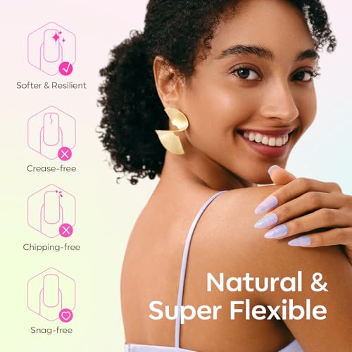Image of Modelones Pointed Almond Fake Nail Tips - 510Pcs Medium Gel Tips Pre-shaped Half Matte Full Cover Clear Acrylic Gel Kit False Press on Nails for Extension DIY Salon 15Sizes
