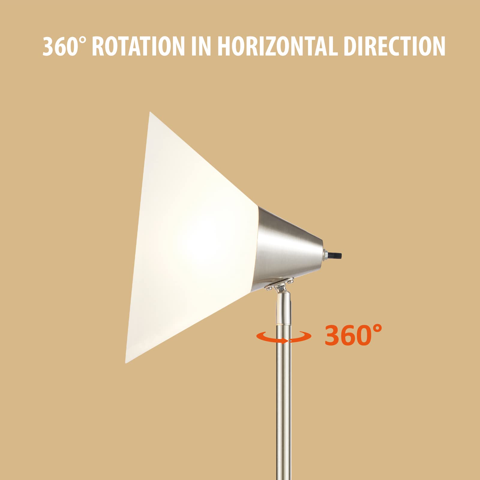 Minimalistyczna lampa stojąca, obrotowa głowica, przełącznik, biurowa lampa stojąca, biała, metal, PCW
