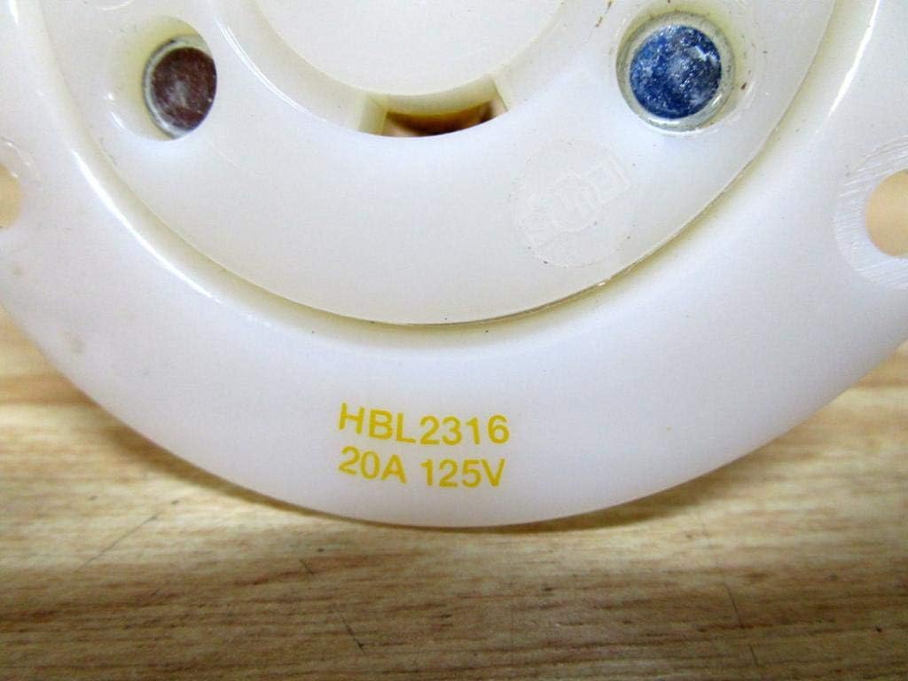 HUBBELL 2316 FLANGED 20 AMP 125V RECEPTACLE HBL2316 2 POLE 3 WIRE 20A 2P 3W