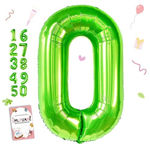 Image of 40 Inch Green 0 Balloon, Large Self Inflating Number Balloons 0-9