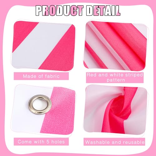 Image of Preboun 3 Pcs Carnival Awning Decorations Tent Circus Hanging Decorations Carnival Banner Concession Stand Sign Canopy Awning for Pirate Summer Party, 9.84''x78.74'' (Pink and White)