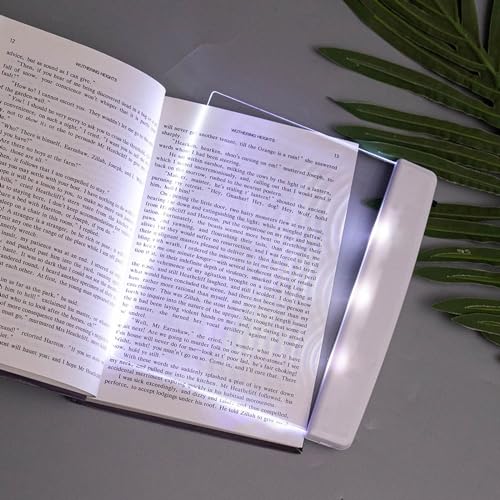 Juesi Flat Book Light Page Book Light for Reading in Bed at Night Clear LED Book Full Page Light Illuminator Panel Plate Lamp Board Wireless (White)