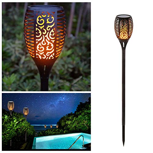 Otdair Solar Torch Lights Waterproof Flickering Flame Solar Torches Dancing Flame 96 LED Landscape Decoration Lighting Dusk to Dawn Outdoor Security Path Light for Garden Patio Driveway (4 Packs)