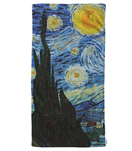 oFloral Van Gogh Classic Arts Starry Night Hand Towels Cotton Washcloths,Comfortable Soft Towels for Bathroom/Kitchen/Yoga/Golf/Hair/Face Towel for Men/Women/Girl/Boys 15X30 Inch