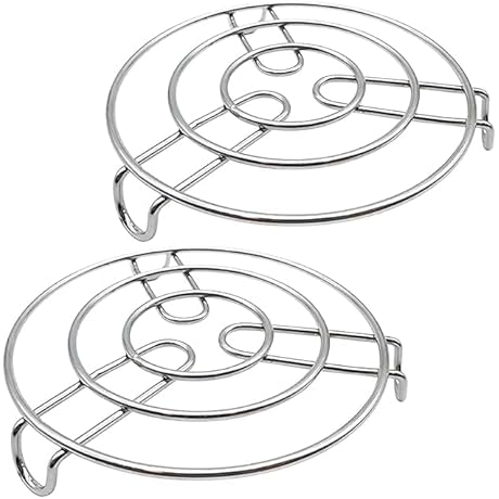 Round Steamer Rack for Kitchen | Stainless Steel Iron Stand [2 Pack]