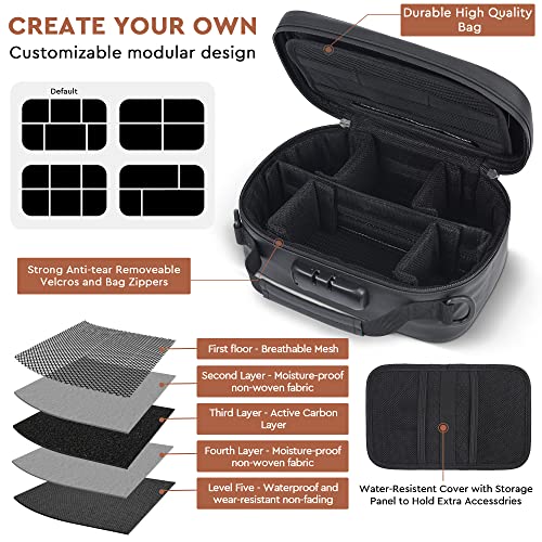 BOYISTARG-Large Smell Proof Bag with 10 Small Items, Portable Smell Proof Storage Case with Combination Lock For Home and Travel,Gifts For Women or Men Black4