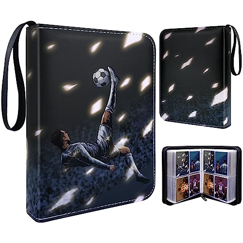 Trading Card Album for Football, Binder Card Holder, Binder with Sleeves, Football Card Holder Album, Trading Card Game Collection, Carrying Card Folder, 50 Page 400 Card Capacity, Black