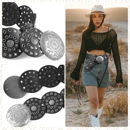 Image of SANNIDHI Women Leather Belt Dresses Stylish Vintage Boho Waist Belt Western Punk Cow Metal Buckle Belts Y2K Accessories Belt Jeans, Dresses, Skirts, Black