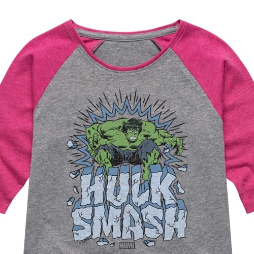 Marvel Hulk - Smash - Toddler and Youth Girls Shirt Tail Raglan3