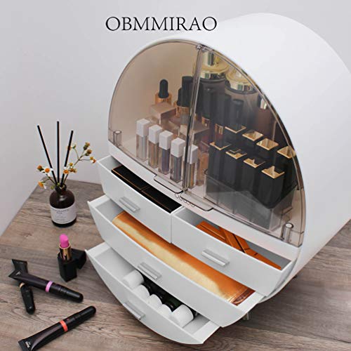 Image of Elegant Dustproof Makeup Storage Organizer Box, Waterproof Large Cosmetics Organizer Storage with Drawers Skincare Cosmetic Display Cases for Countertop Bathroom Dresser Dedroom
