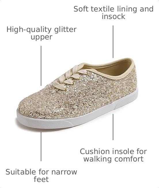 Image of FEVERSOLE Women's Fashion Dress Sneakers Party Bling Casual Flats Embellished Shoes